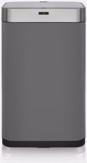 Tower 75L Rectangular Sensor Bin in Black and Silver with Soft Close Steel Design