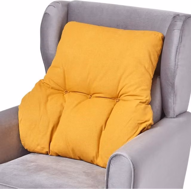 Homescapes Cotton Back Support Cushion in Yellow
