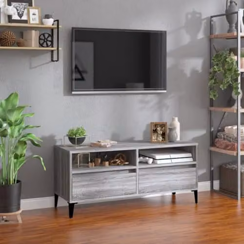 vidaXL TV Cabinet in Grey Sonoma, W/D/H: 100 x 34.5 x 44.5 cm
