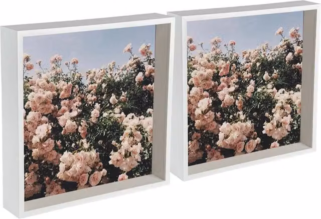 Nicola Spring Pack of 2 White Square 3D Deep Box Photo Frames, W/H: 30.48 x 30.48 cm