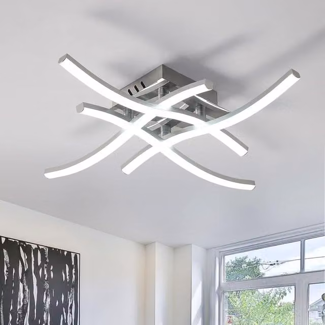 COMELY 24W Modern LED Ceiling Light with 4 Curved Tubes in Silver, Cool White 6500K – 1