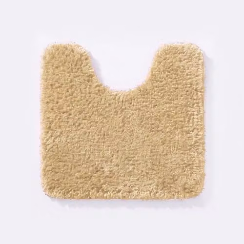 Allure Bath Fashions Luxury Microfibre Pedestal Toilet Mat, Non-Slip, Beige, W/D/H: 50 x 50 x 2 cm