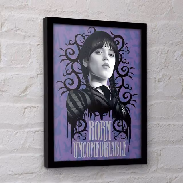 Wednesday Uncomfortable Framed Paper Poster in Purple
