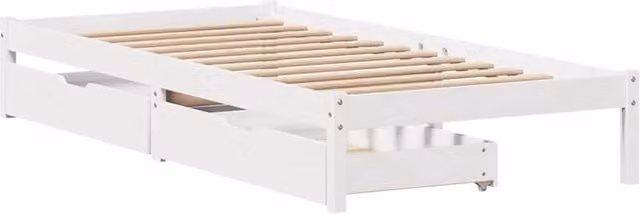 Berkfield Home White Solid Wood Pine Full Bed Frame W/D/H: 100 x 200 cm