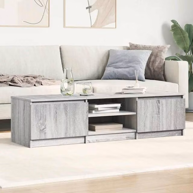 Berkfield Home Modern TV Cabinet in Grey Sonoma, W/D/H: 140 x 40 x 35.5 cm