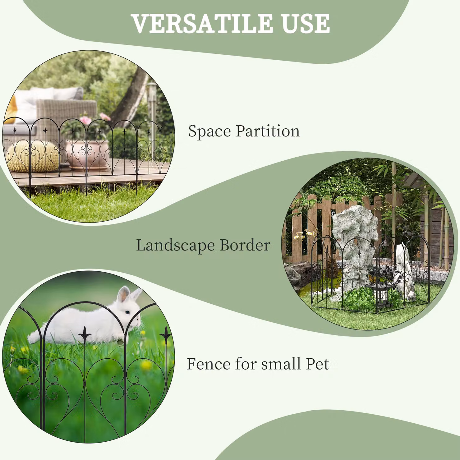 Outsunny 5-Piece Metal Decorative Garden Fencing in Black – 4