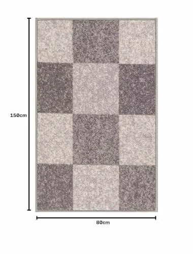Desire Rugs Grey Graphic Non-Slip Machine Washable Rectangular Floor Mat, W: 80 cm, D: 150 cm – 2