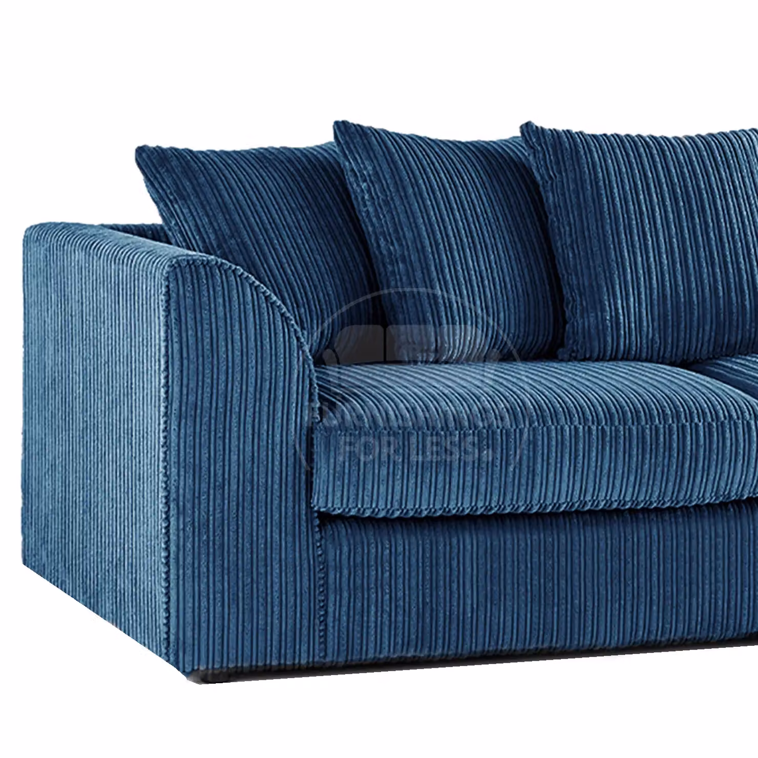 Furnishings For Less UK Luxor 3 Piece Sofa Suite in Blue Jumbo Cord Fabric with Scatter Cushions – 3