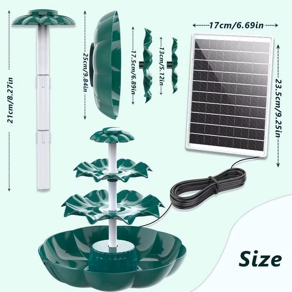 FLAVORA Solar Birdbath Fountain in Green with 6.5W Power and 1200mAh Rechargeable Battery, W/D: 100 x 100 cm – 2