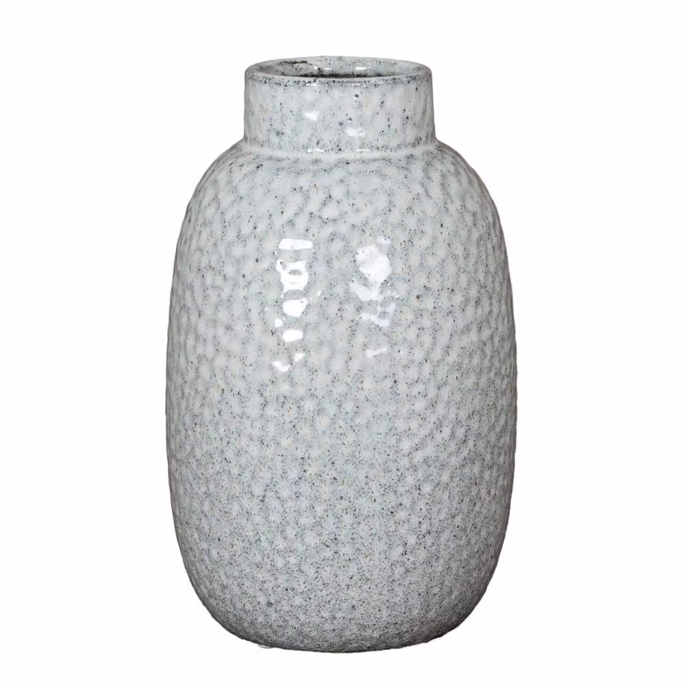 Wyld Haus Moss White Dimple Medium Ceramic Tabletop Vase H: 16 cm, W: 16 cm, D: 16 cm – 2