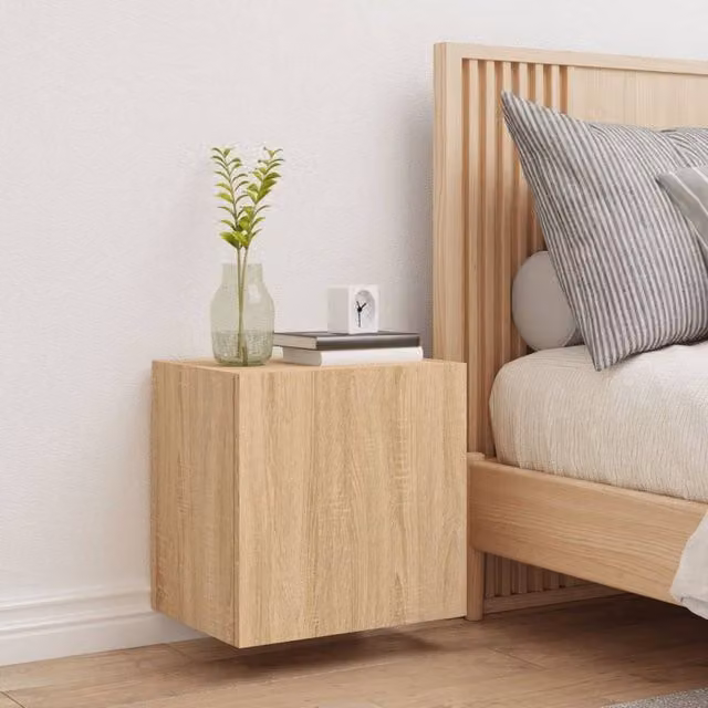 Berkfield Home Sonoma Oak TV Wall Cabinet in Light Tan, W/D/H: 40.5 x 30 x 40 cm