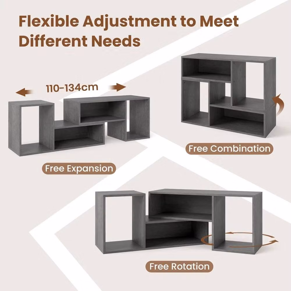 Havendro Grey 2-Piece Modern Minimalist Wood TV Entertainment Stand – 4