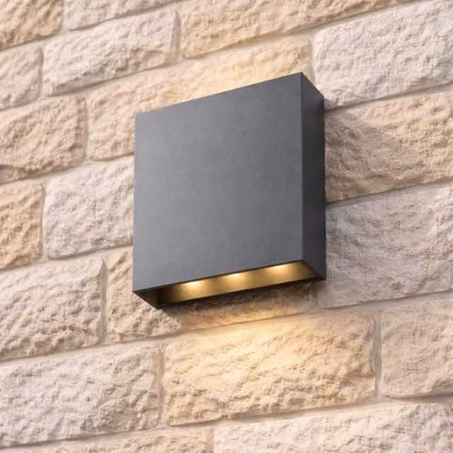 CGC Lighting Sian Modern Rectangular Outdoor LED Wall Light in Grey – 1