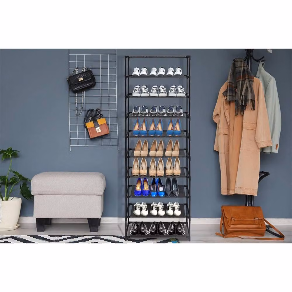 Nordara 10-Tier Metal Shoe Rack Storage Organiser in Black – 4