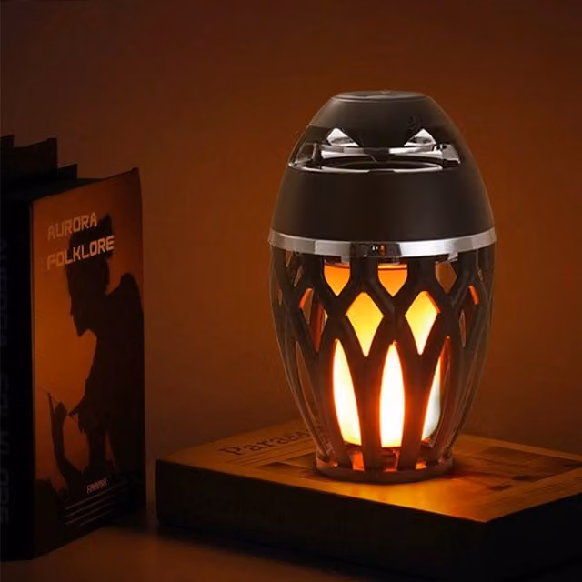 Komore Portable Bluetooth Flame Light Speaker - Black
