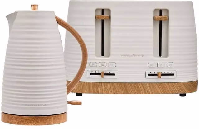 Morphy Richards White Ceramic Clay Kettle and Toaster Set