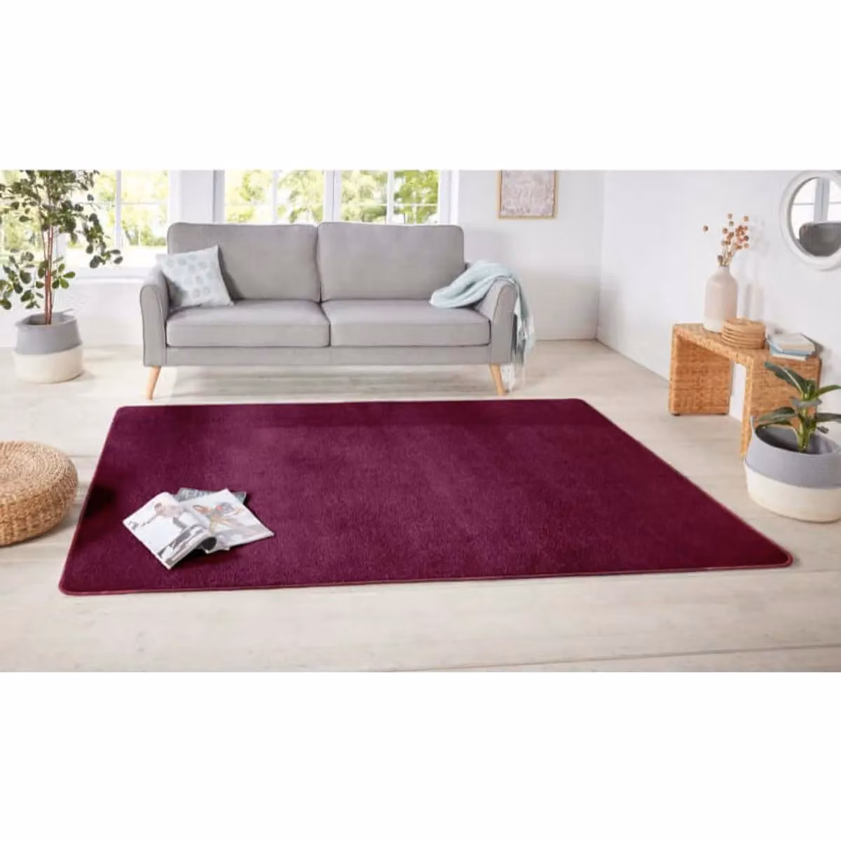 Hanse Home Plain Modern Rectangular Rug in Purple, Polypropylene, W: 140 cm, D: 200 cm – 5