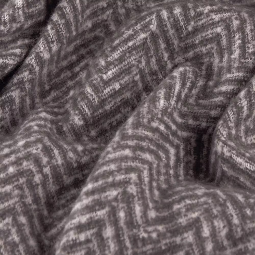 Furn Tweedie Brushed Herringbone Woven Throw with Fringes in Grey, W: 130 cm, L: 180 cm – 3