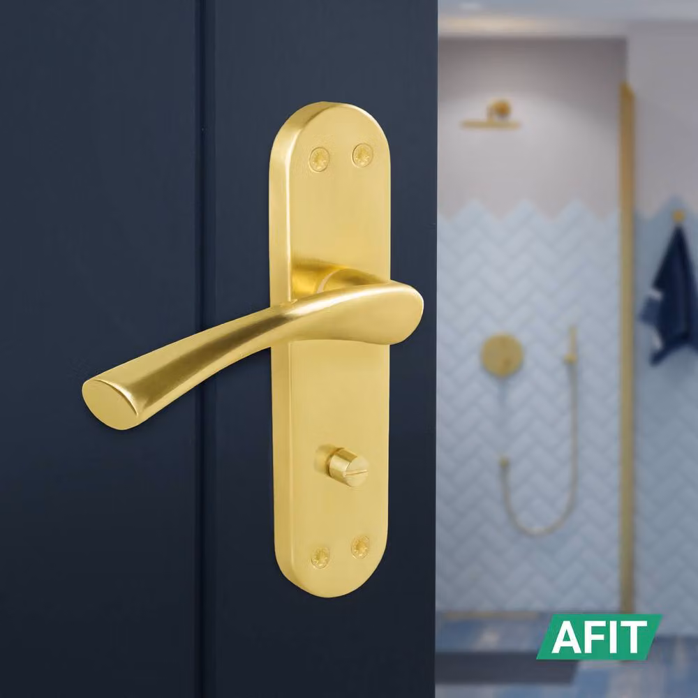 AFIT Satin Brass Twist Bathroom Handle WC Privacy Set in Gold, 1 Pair, W/D/H: 15.0 x 15.0 x 1.75 cm – 4