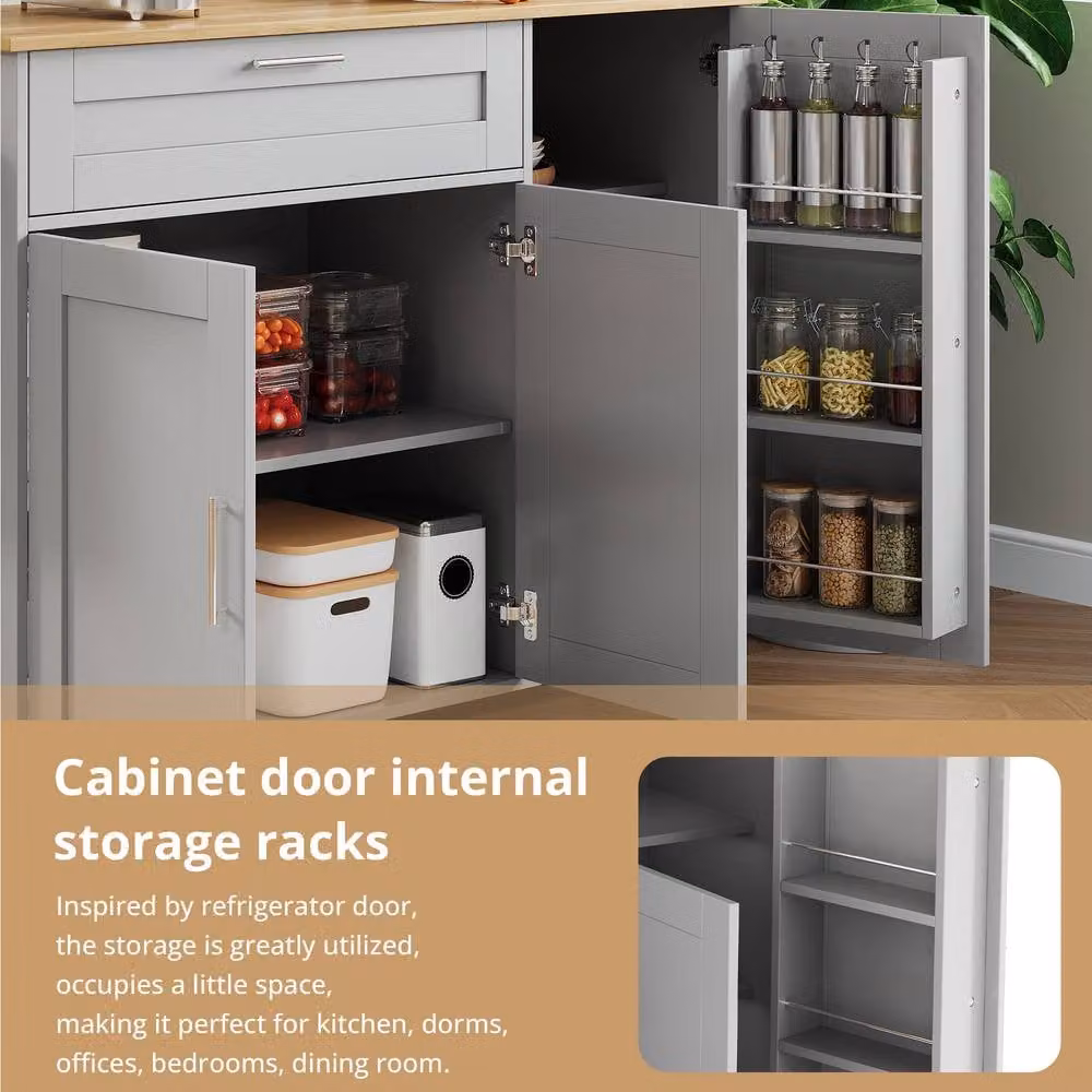 Merax Kitchen Island Trolley with Foldable Worktop in Grey and Silver – 3