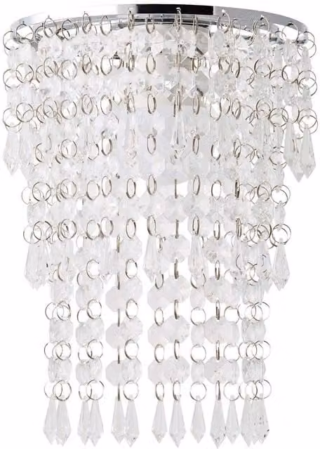 ValueLights Silver Acrylic Droplet Ceiling Pendant Light with Transparent Chrome Details