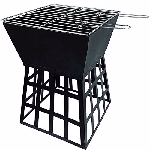 Redwood Leisure CH716 Square Fire Pit BBQ with Fire Basket, Black Metal – 3