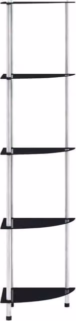 Berkfield Home 5-Tier Durable Black Metal and Tempered Glass Shelf, W/D/H: 30 x 30 x 130 cm – 1