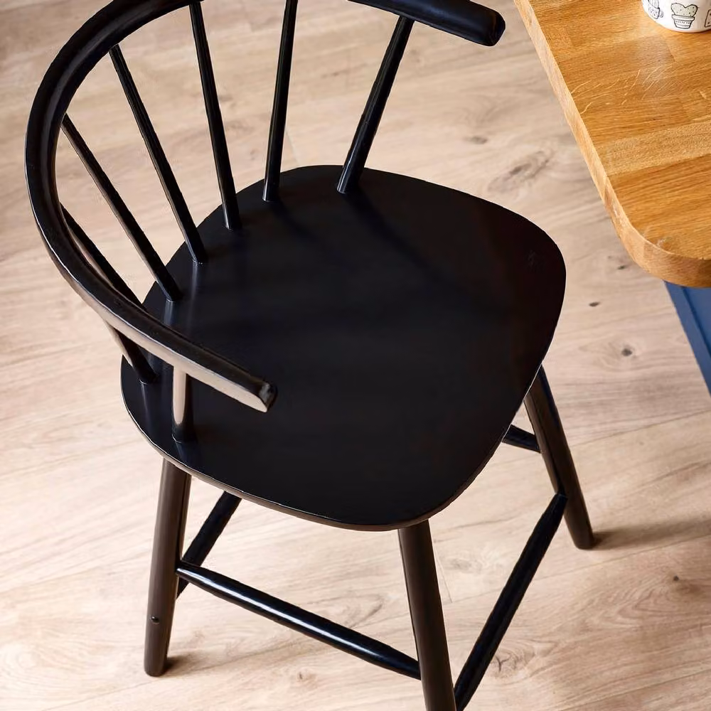 netfurniture Mayfair Black Solid Oak Wood Bar Stool – 4