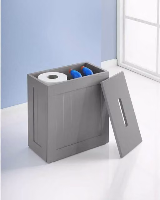 Saxony Grey Wooden Bathroom Storage Unit with Hinged Doors, W/D/H: 17 x 33 x 31 cm – 1