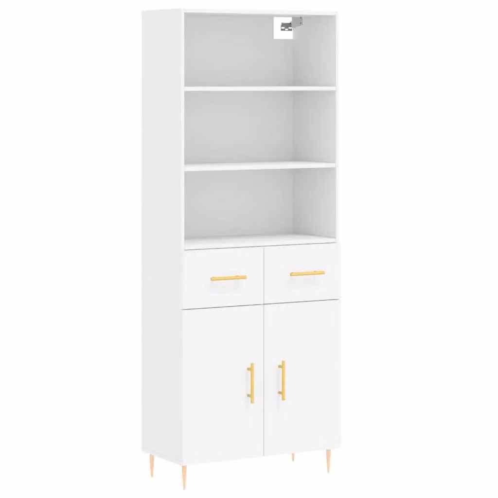 Berkfield Home Modern White Highboard with Hinged Doors and Internal Shelves, W/D/H: 69.5 x 34 x 180 cm – 2