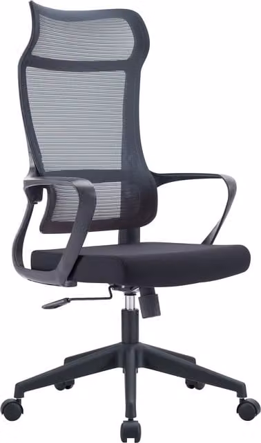 JFY Ergonomic Black Fabric Office Chair with Height Adjustable Headrest and Armrests – 1