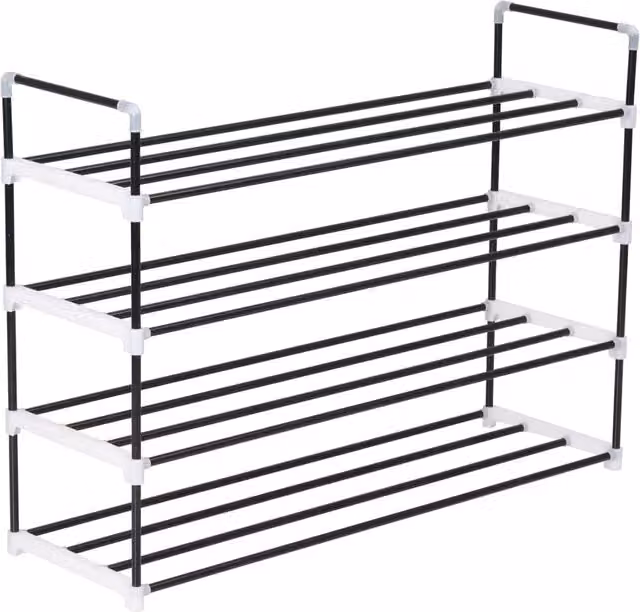 Berkfield Home 4-Shelf Metal and Plastic Shoe Rack in Black