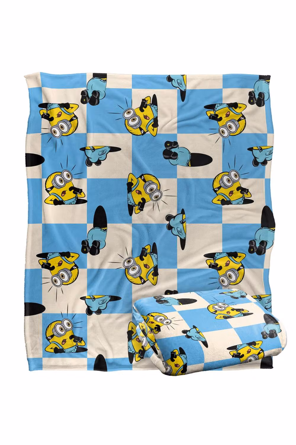 NBCU Minions Checkered Pattern Super Soft Throw Blanket, Multicolour, W/D: 152 x 127 cm – 2