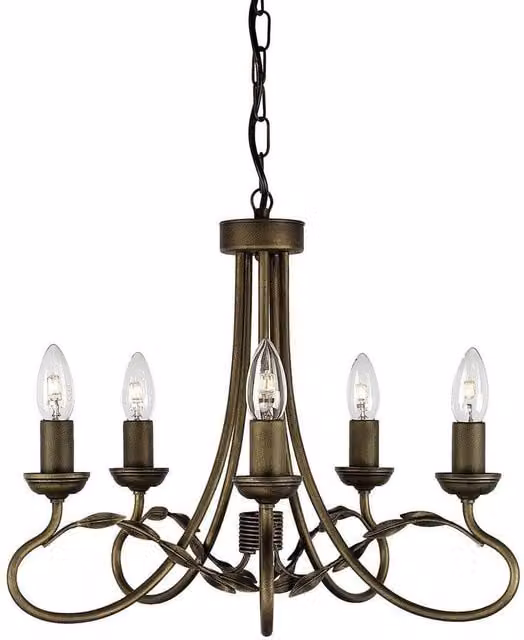 Elstead Olivia 5 Light Ceiling Chandelier in Black and Gold Finish with E14 Bulbs