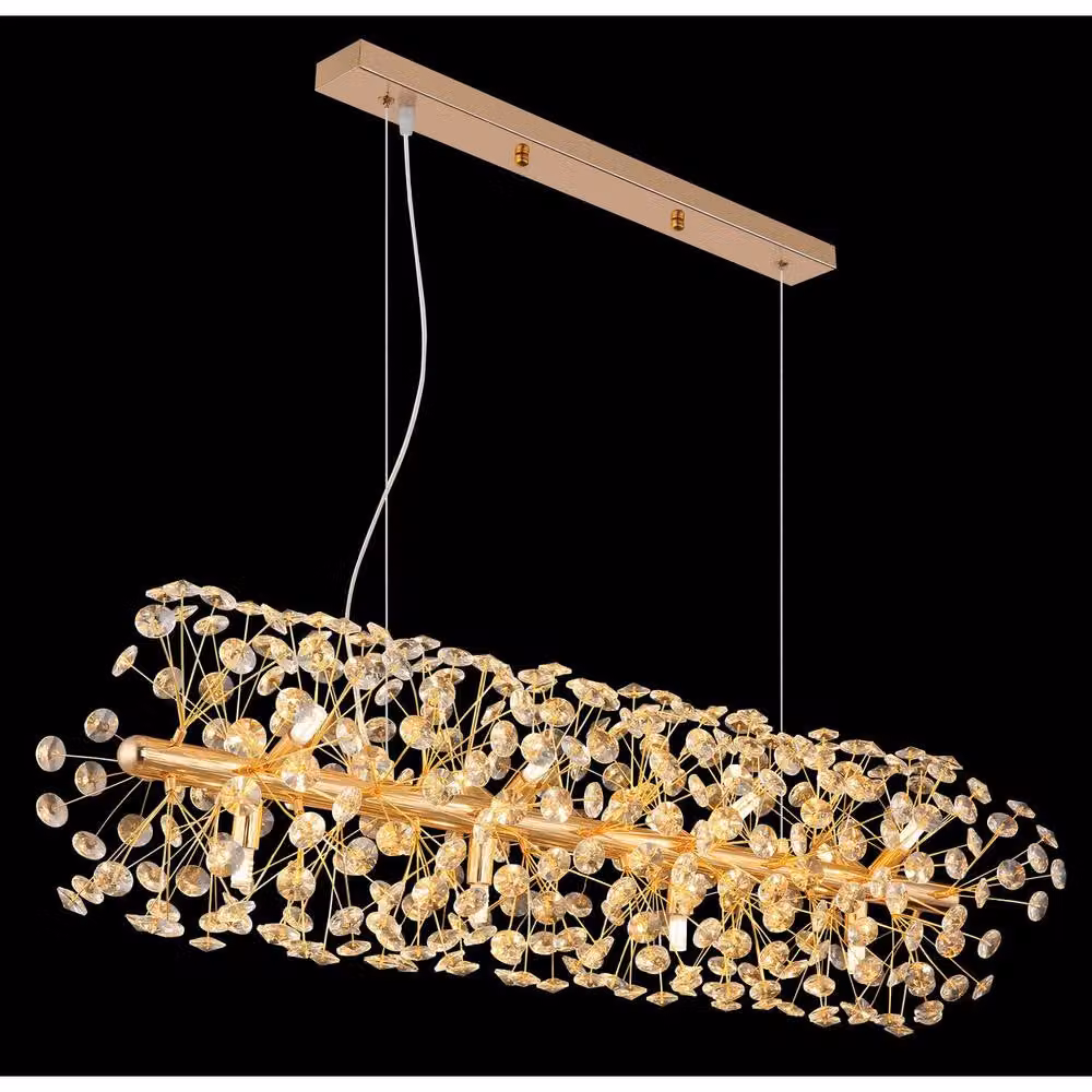 Netlighting Katrina Pendant Ceiling Light in Gold and Transparent with K9 Crystals, G9, Warm White – 2