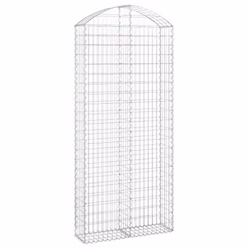 vidaXL Arched Gabion Basket in Silver Galvanised Steel, W/D/H: 100 x 30 x 220 cm – 1