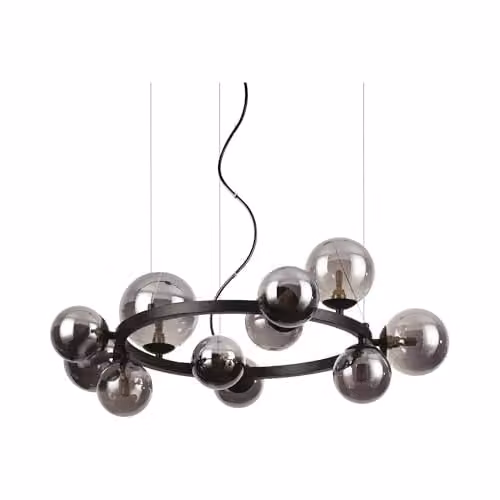 Ideal Lux Perlage 11 Light Round Globe Pendant Ceiling Light in Black