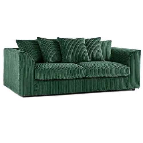 SOFASELECTION UK 3 Seater Jumbo Cord Scatter Back Sofa in Green with Removable Covers and Scatter Cushions, W/D/H: 190 x 90 x 90 cm – 1