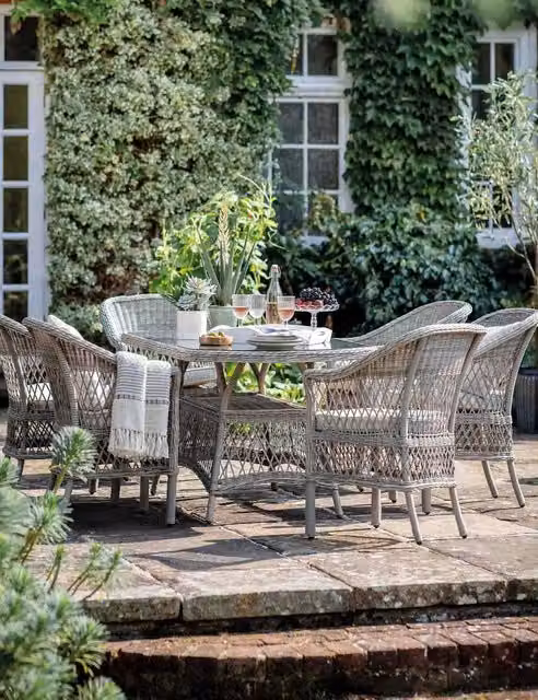 Gallery Direct Menton 6 Seater Oval Polyrattan Garden Table and Chairs Set in Grey