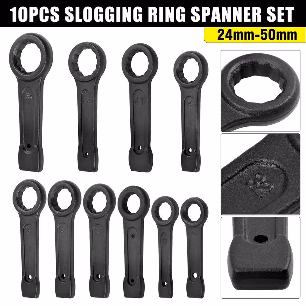SPETLEK 10-Piece Heavy Duty Slogging Striking Ring Spanner Set in Black, W/D/H: 100 x 40 x 40 cm – 3