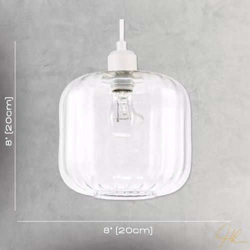 Happy Homewares Contemporary Square Glass Pendant Ceiling Light Shade in Transparent, W/D/H: 20 x 20 x 20 cm – 3