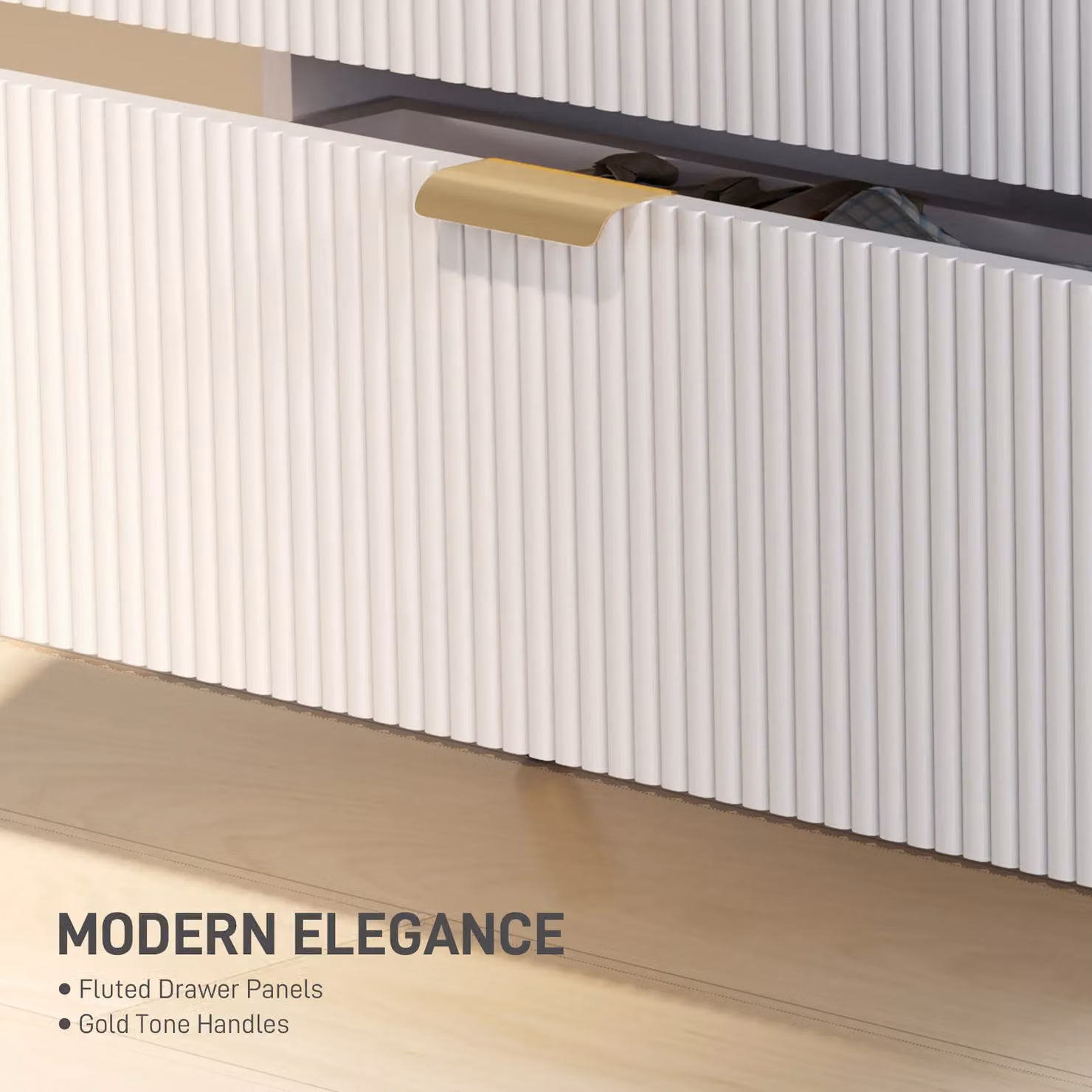 HOMCOM Modern White and Gold 4-Drawer Chest of Drawers for your Bedroom or Living Room – 2