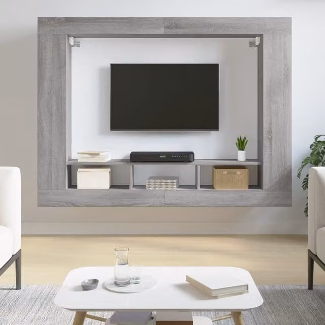 Berkfield Home Grey Sonoma TV Cabinet in Engineered Wood W/D/H: 152 x 22 x 113 cm – 1