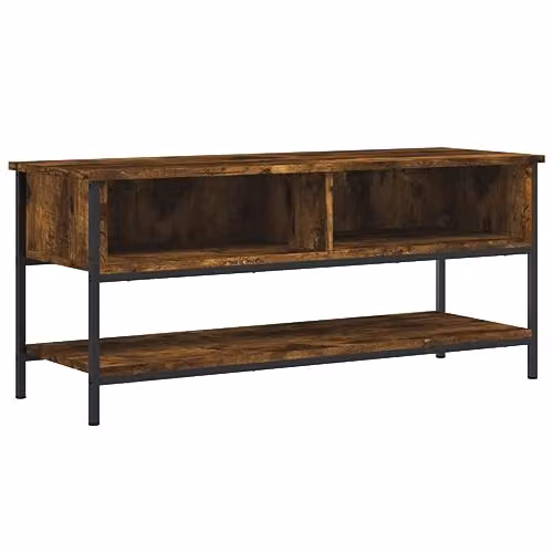 vidaXL Industrial TV Cabinet in Smoked Oak and Metal, Brown, W: 100 cm, D: 35 cm, H: 45 cm – 1