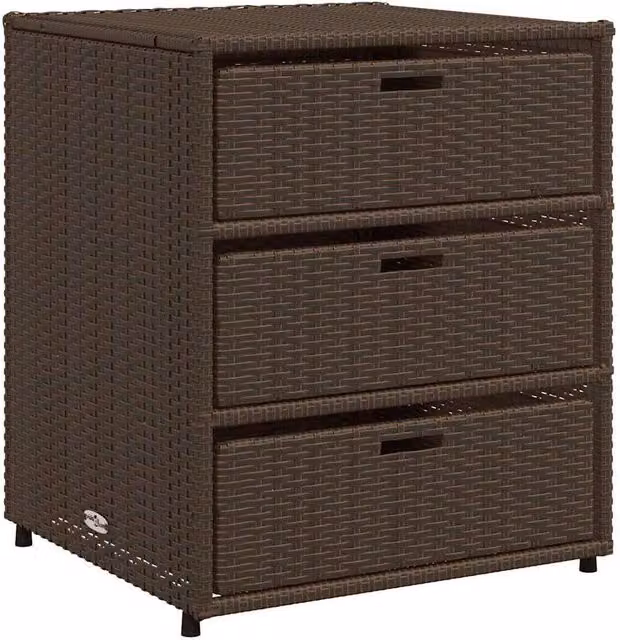 Berkfield Home Garden Storage Cabinet in Brown Poly Rattan and Steel, W/D/H: 55 x 59 x 69 cm