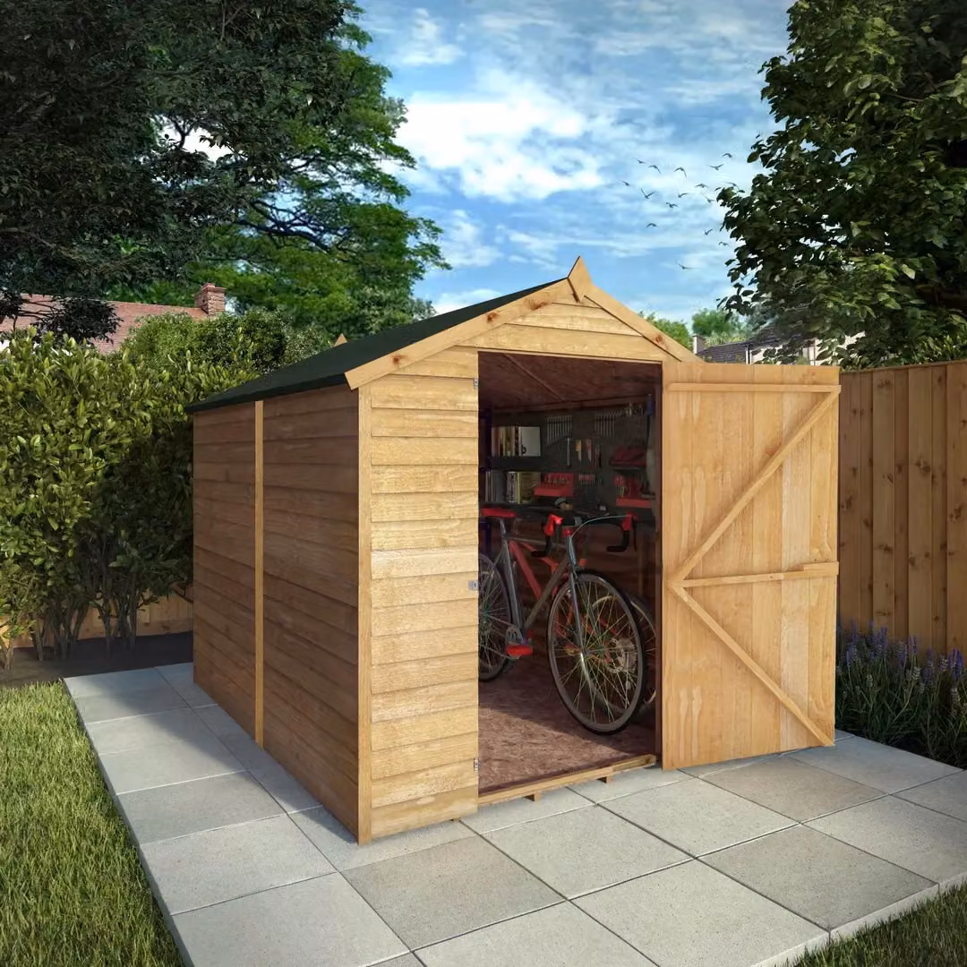 Mercia Single Door Overlap Apex Windowless Wooden Shed in Brown, W: 190.5 cm, D: 240.4 cm, H: 198.6 cm – 3