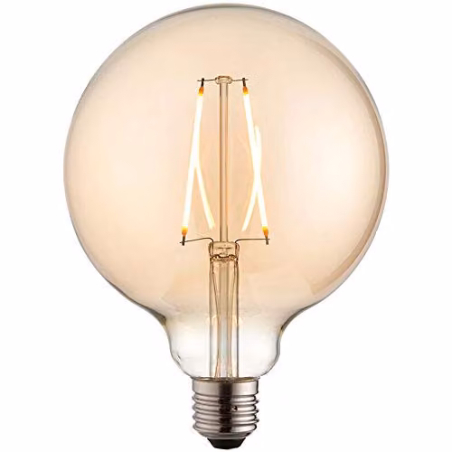 Loops Amber Glass Globe LED Filament Light Bulb, E27 Screw, 2W Warm White, 2200K