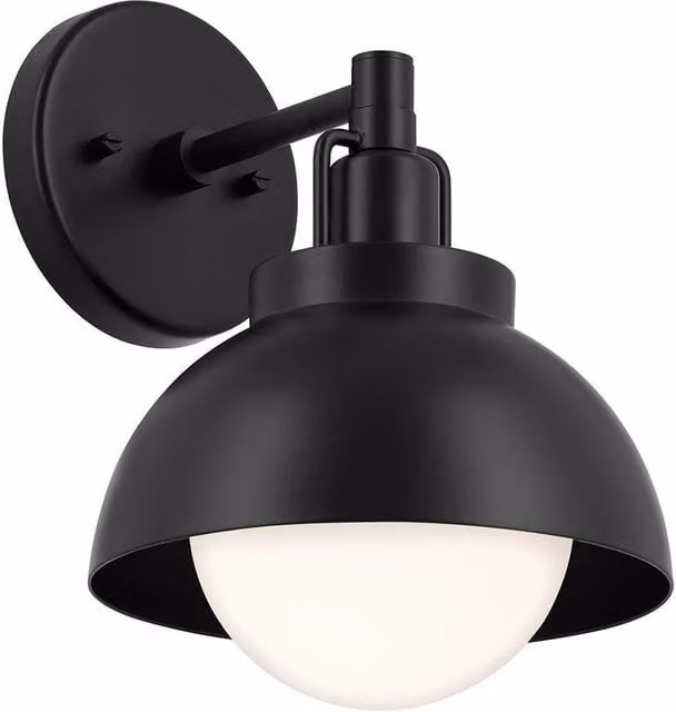 Netlighting Kichler Niva Dome Wall Lamp in Black with Glass and Metal Finish, 1x E27 – 1