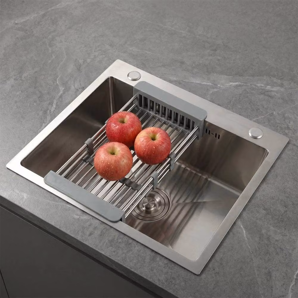 Kelvenix Large Super Deep Single Bowl Square Stainless Steel Kitchen Sink in Silver W: 100 cm, D: 52 cm, H: 45 cm – 3