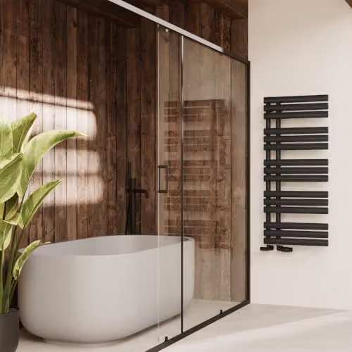 UK Radiators Percival Black Elliptical Tube Designer Heated Towel Rail, H: 112 cm, W: 50 cm – 2